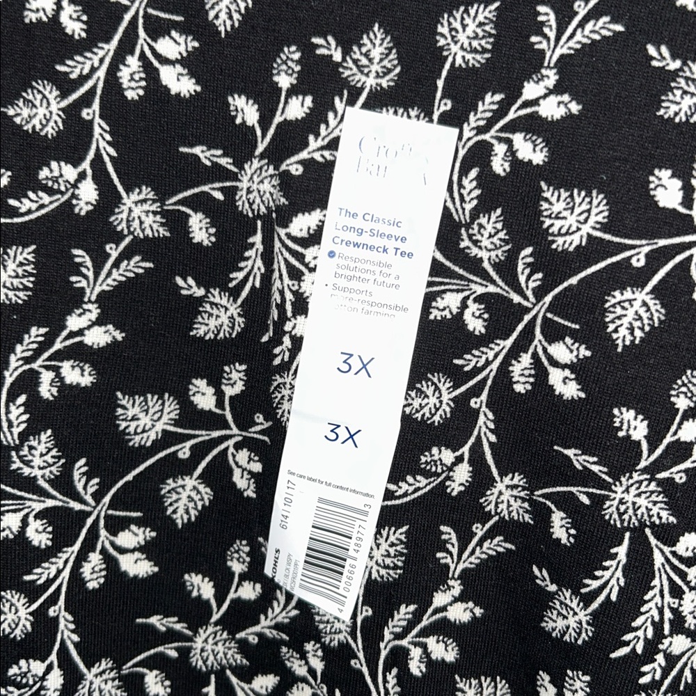 Croft & Barrow 3X The Classic Long Sleeve Crewneck Cotton Leaf Pattern Tee - Picture 6 of 16